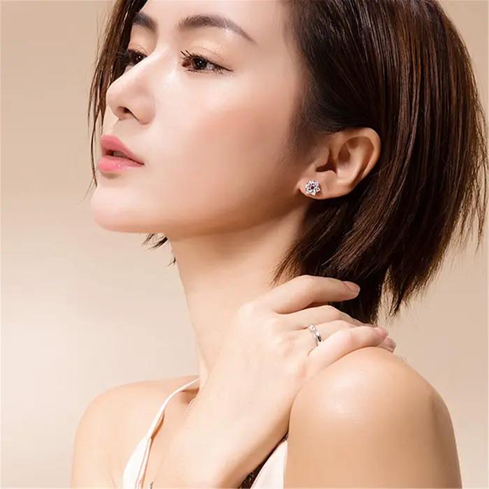 Boucles d'oreilles en argent sterling 925 véritable avec zircon cubique, clous d'oreilles en argent pour femmes, bijoux en argent sterling