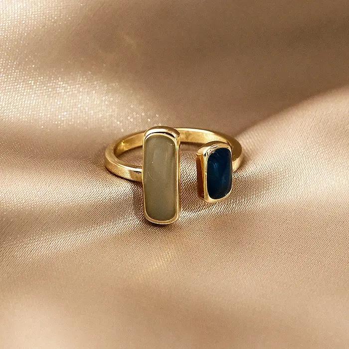Bague en émail goutte à goutte colorée réglable pour femmes