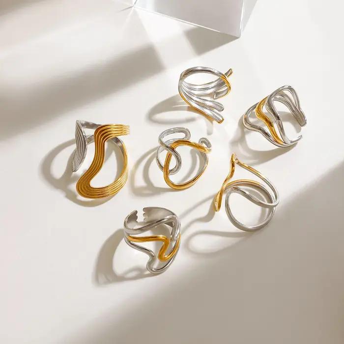 Collection de bagues en acier inoxydable plaqué or 18 carats Yori