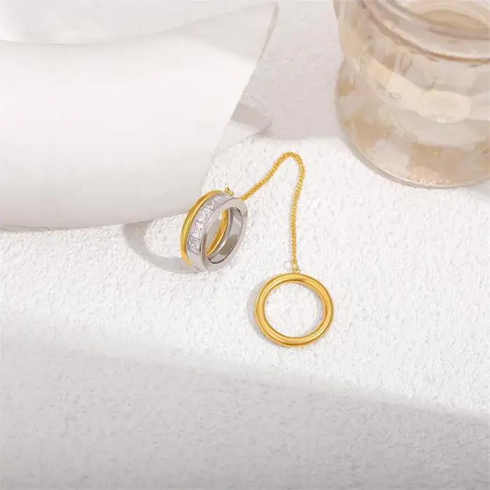 Bague de phalange pour femme en acier inoxydable plaqué or 18 carats PVD