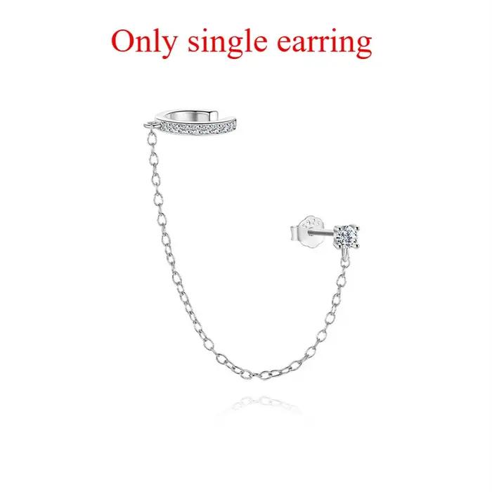 Boucle d'oreille à clip Smyoue avec pampille unique en moissanite pour femme