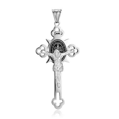 Collier pendentif croix dorée gothique classique pour hommes et femmes, pull en acier inoxydable JOF