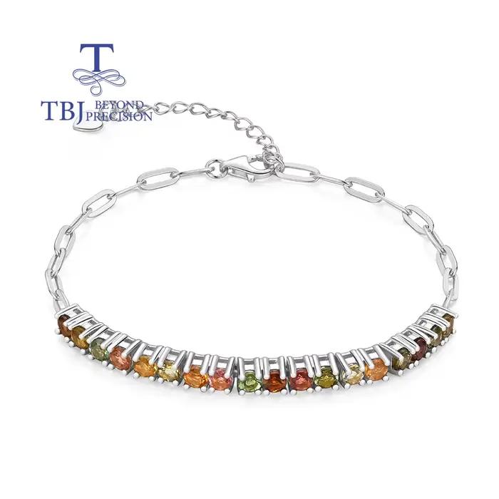 Bracelet rond multi-tourmaline naturelle exquise de 3.00mm, bijoux fins en argent Sterling 925 pour cadeaux de Banquet et d'anniversaire pour femmes
