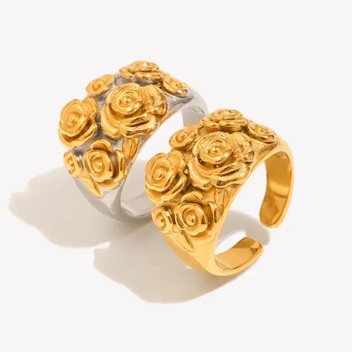 E.B.belle – bague ouverte en acier inoxydable plaqué or 18 carats
