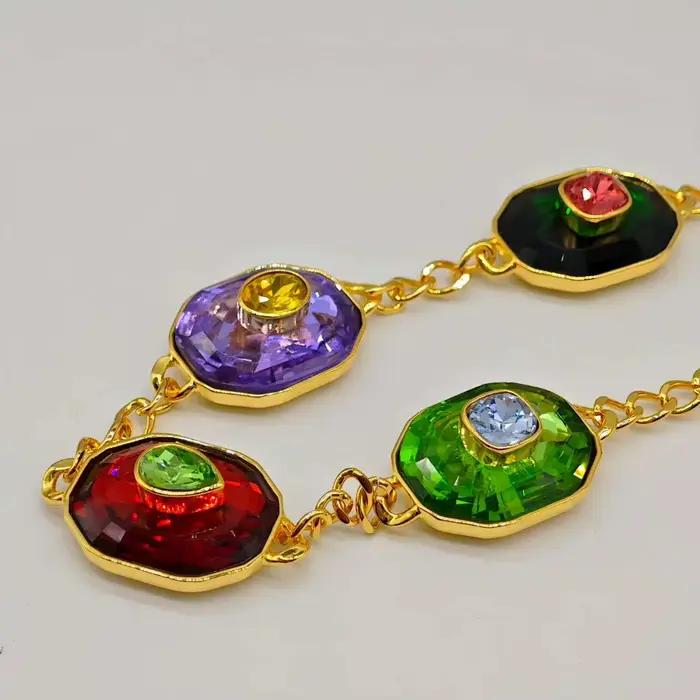 Grand collier et boucles d'oreilles en cristal coloré de luxe léger, ensemble de bijoux pour femmes, accessoires de charme, cadeau de fête de saint-valentin, 2025