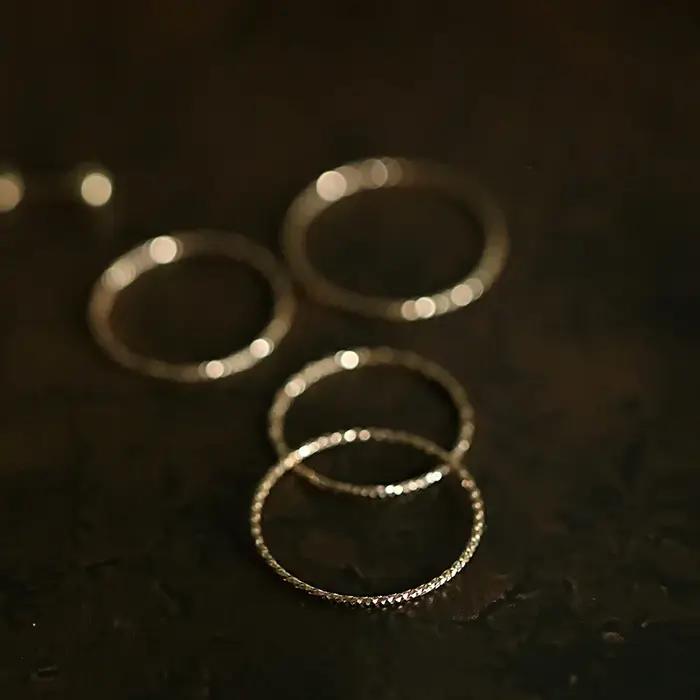 Bague fine minimaliste en argent Sterling 925 plaqué or 14 carats pour femmes, bague empilée à la mode coréenne