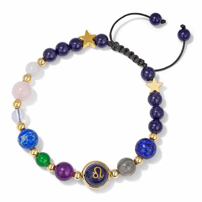Bracelet tressé en pierre naturelle avec carte pour hommes et femmes