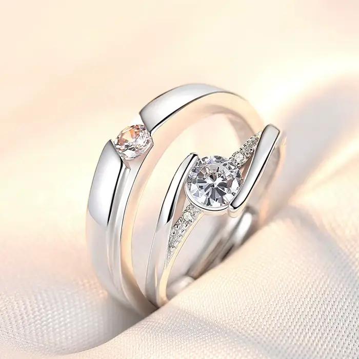 Bague de couple originale en argent Sterling 925 pour femmes et hommes, bijoux de fiançailles, accessoires de mariage, cadeau de haute qualité à la mode