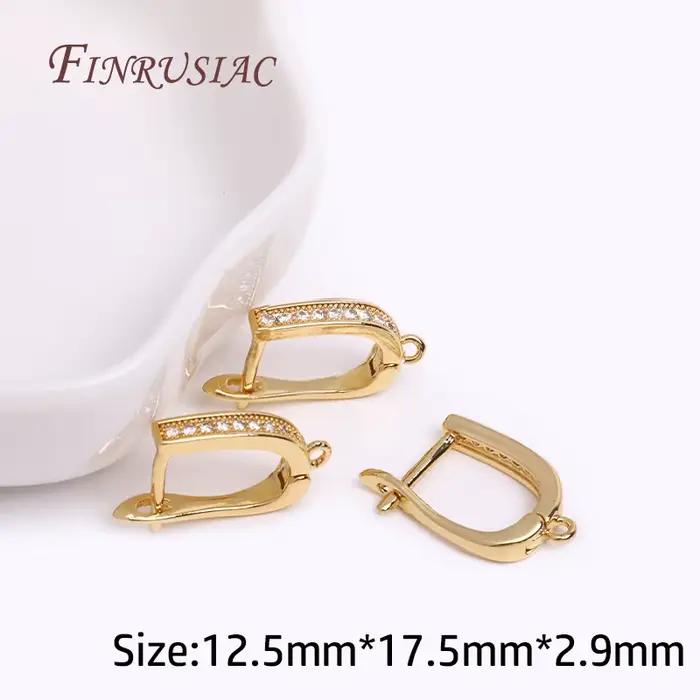 Boucles d'oreilles classiques en Zircon, plaqué or véritable 18K, Anti-allergie, fermoirs à crochet pour femmes, bricolage, matériel de fabrication de bijoux