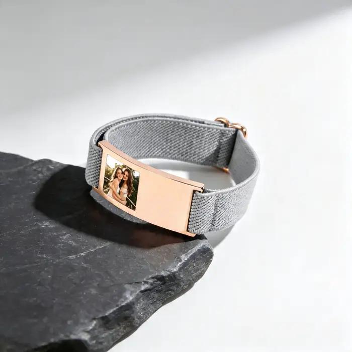 Bracelet élastique personnalisé avec photo pour homme et femme