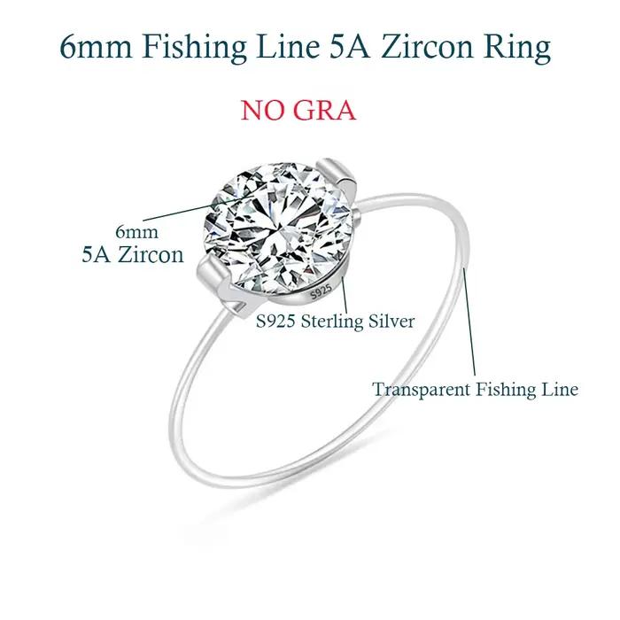 MUXIFC – bague Moissanite 1/2 CT pour femmes, couleur D, anneaux transparents en fil de pêche avec a