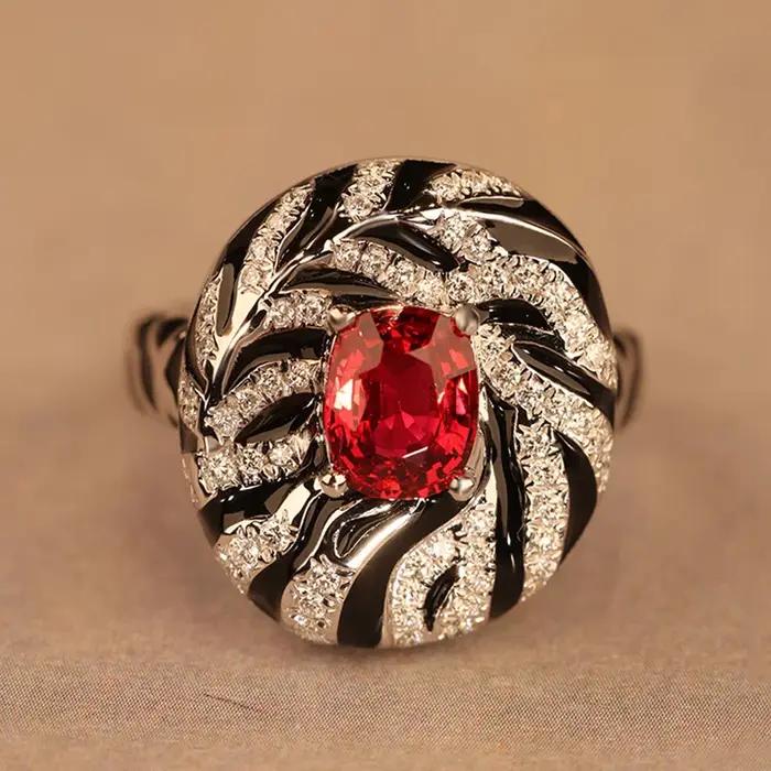 Foydjew 2023 nouvelle tendance moderne rétro motif zèbre rubis ensembles de bijoux mode européenne a