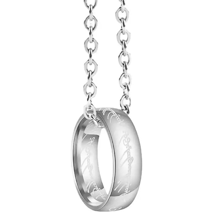 Collier avec pendentif en acier inoxydable plaqué or gravé, une pièce, pour hommes, femmes, filles e