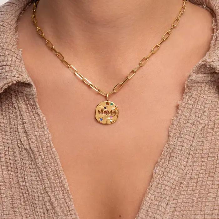 Collier maman cadeau rond irrégulier coeur d'amour MAMA pendentif collier pour mère Tarot pendentif