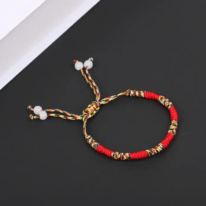 Bracelet tressé porte-bonheur tissé à la main pour hommes et femmes, bijoux bouddhistes, corde régla