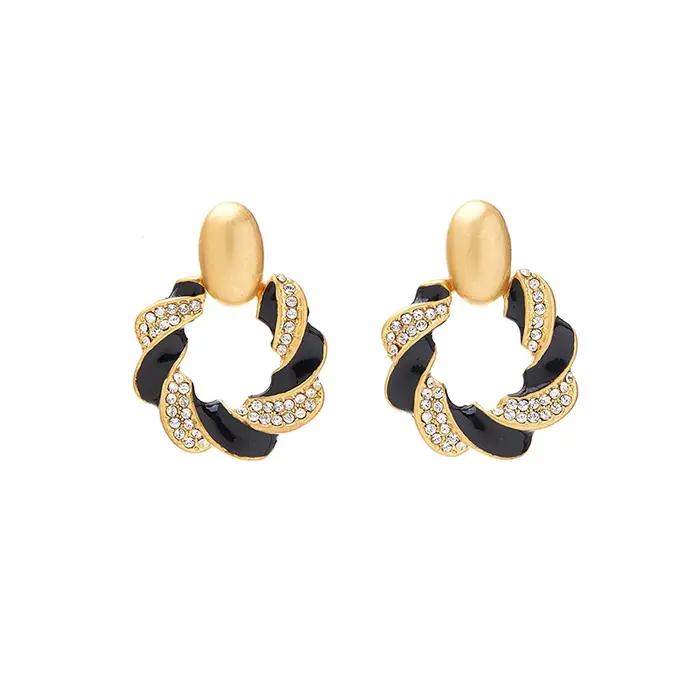 Fraya 2025 Korean Love Hoops - Boucles d'oreilles créoles élégantes plaquées or avec motif romantique | Bijoux