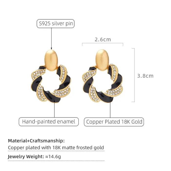 Fraya 2025 Korean Love Hoops - Boucles d'oreilles créoles élégantes plaquées or avec motif romantique | Bijoux