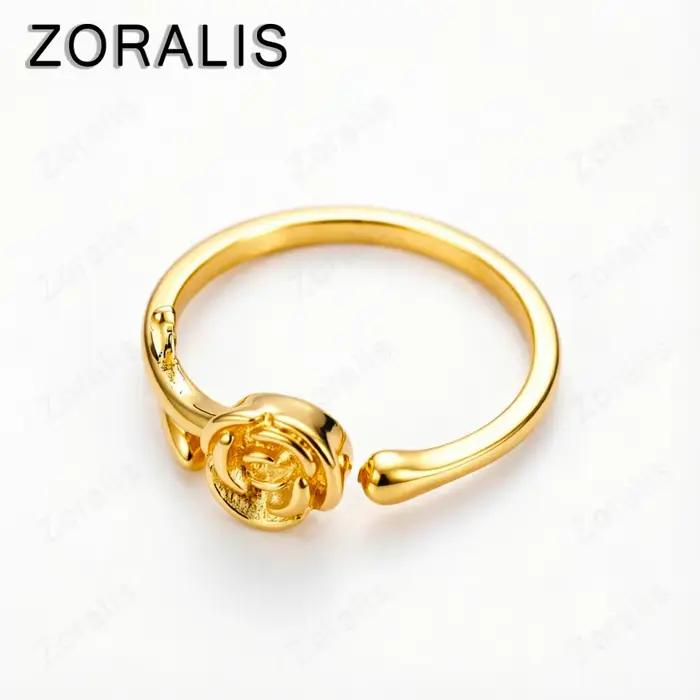 Bague en or 18 carats en forme de fleur de rose réglable pour femmes occasions spéciales mariage fiançailles cérémonies