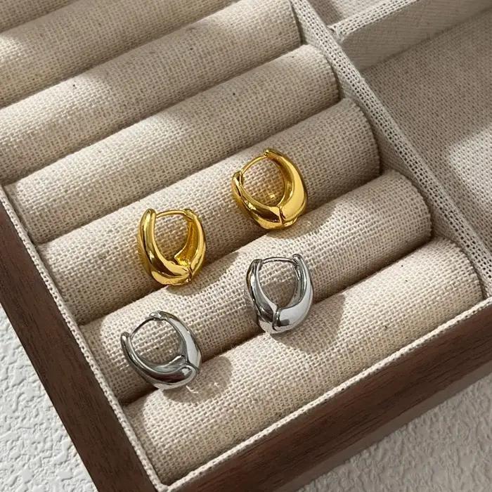 Boucles d'oreilles rondes vintage en argent regardé 925 pour femmes