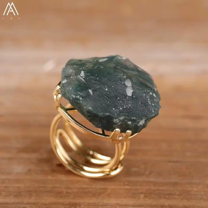 Bague en or et cristal de Quartz blanc naturel