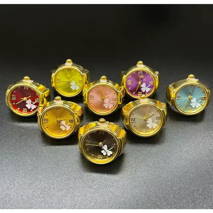 Montre Bague Trèfle Colorée Simple Multicolore Unisexe Bijou Tendance Cadeau pour Couple
