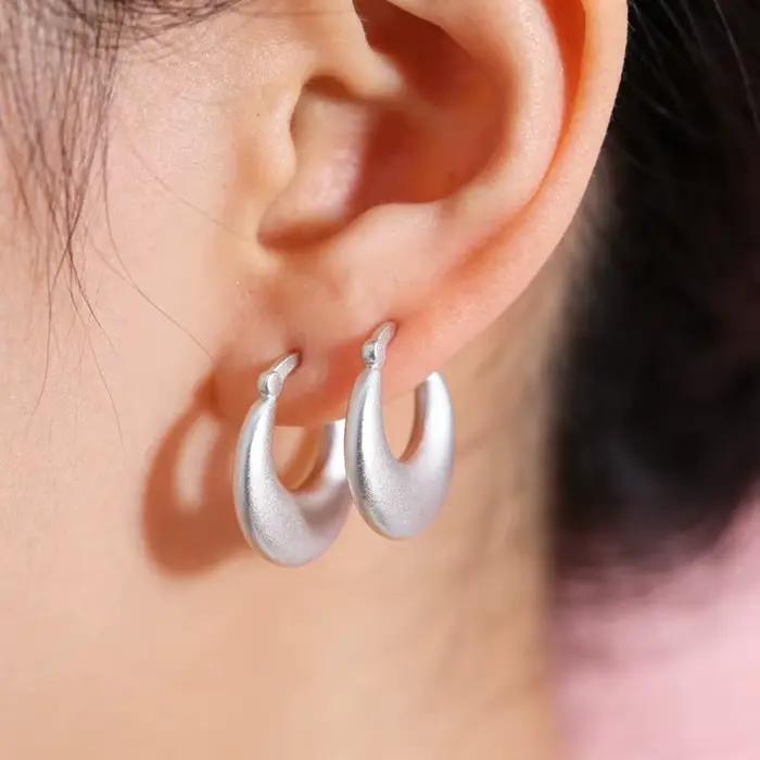Boucles d'oreilles en argent Sterling 925 pour femmes, rondes brillantes géométriques, bijoux à la mode, cadeau de fête de mariage
