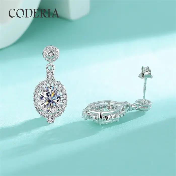 6*8mm 1.5 Carat ovale Moisanne boucles d'oreilles femmes bijoux de mariage cadeau 925 argent Sterling plaqué or 18K