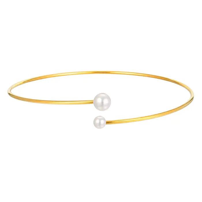 Collier ras du cou ouvert pour femmes, collier ras du cou en perles plaquées or, bijoux de déclarati