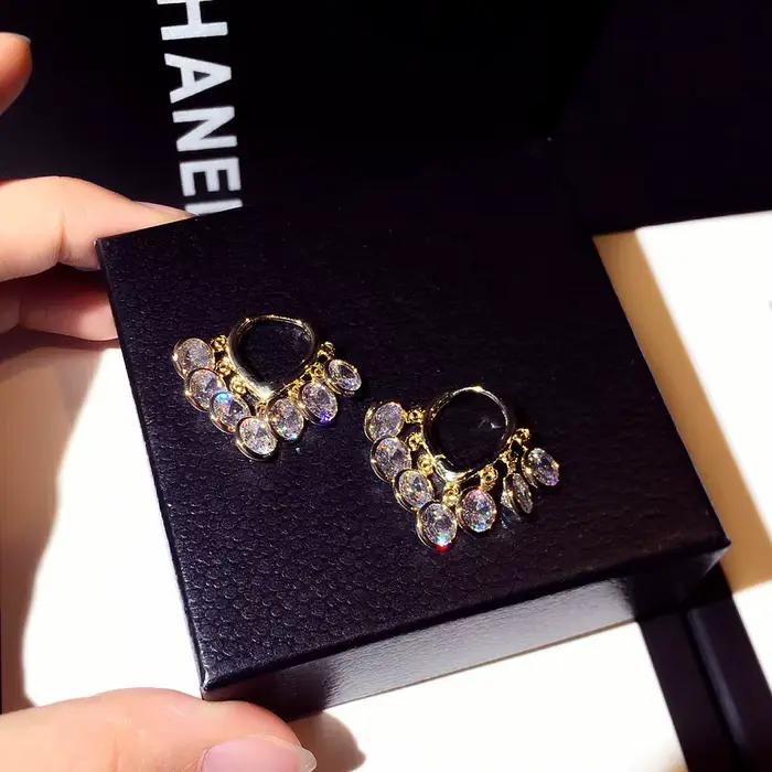 Zunderes-Boucle d'oreille avec pompons brillants pour femme, biscuits super charme, clou d'oreille de fiançailles, pendentif de mariage, mode de tempérament, qualité supérieure