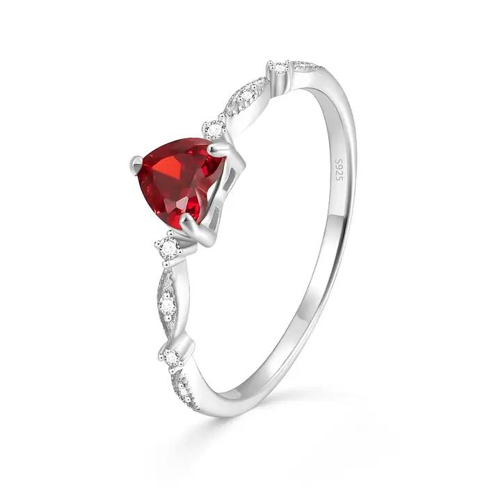 Monkton S925 argent Sterling placage 14k or rubis coeur bague femmes mode queue anneau fête bijoux accessoires cadeau de fiançailles