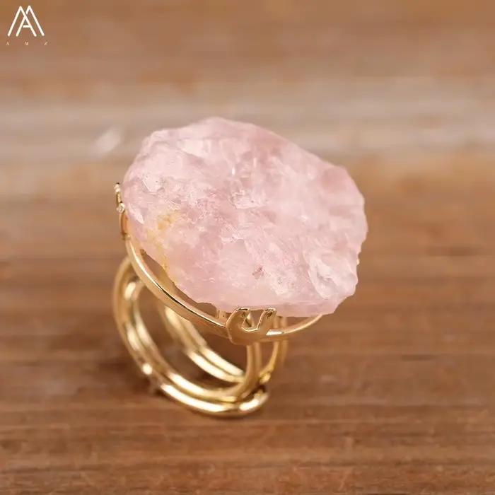 Bague en or et cristal de Quartz blanc naturel