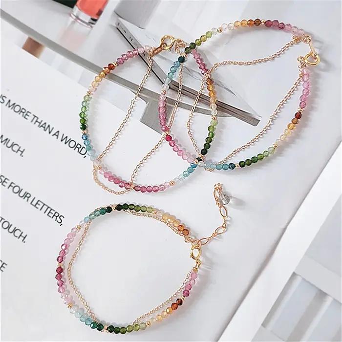 Bracelet en Perles de Tourmaline Colorées Naturelles