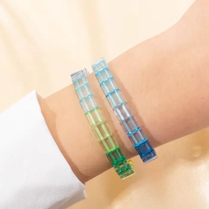 Bracelets artificiel astiques en Perles Carrées de 8mm pour Femme, Bijoux Extensibles, Style Boho, Transparents et Colorés, Nouveau Design 2023