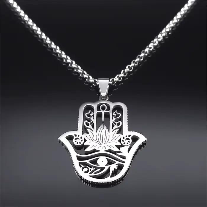 Collier Hamsa Main de Fatima Annie Fleur Oeil d'Horus pour Femme