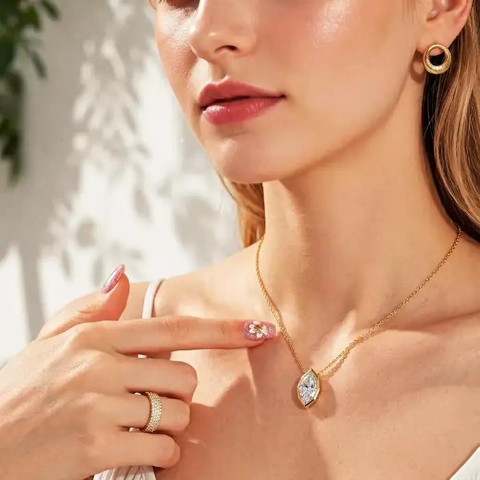 BXINY – ensemble de bijoux en moissanite pleine taille marquise