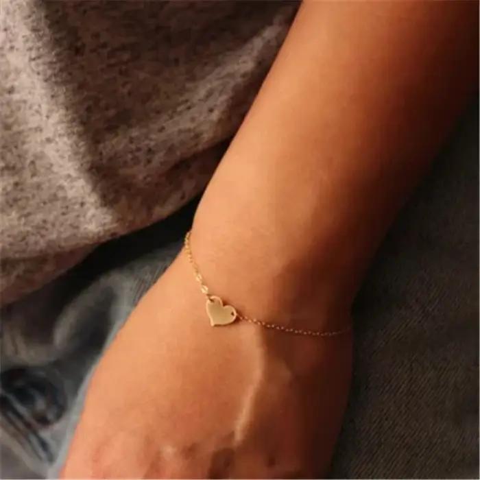 Bracelet en or en forme de coeur fait main pour femmes occasions partis sociales vintage