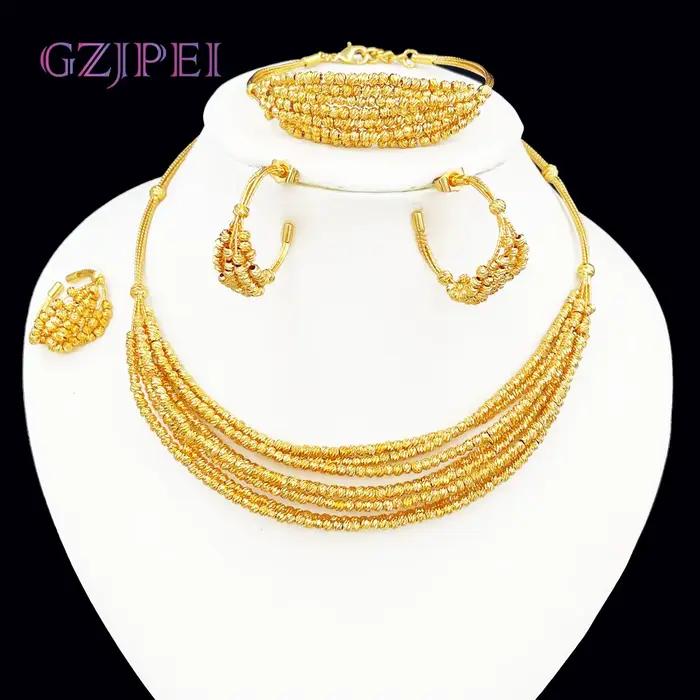 GZJPEI – ensemble de bijoux faits à la main pour femmes, ensemble de perles multicouches plaquées or