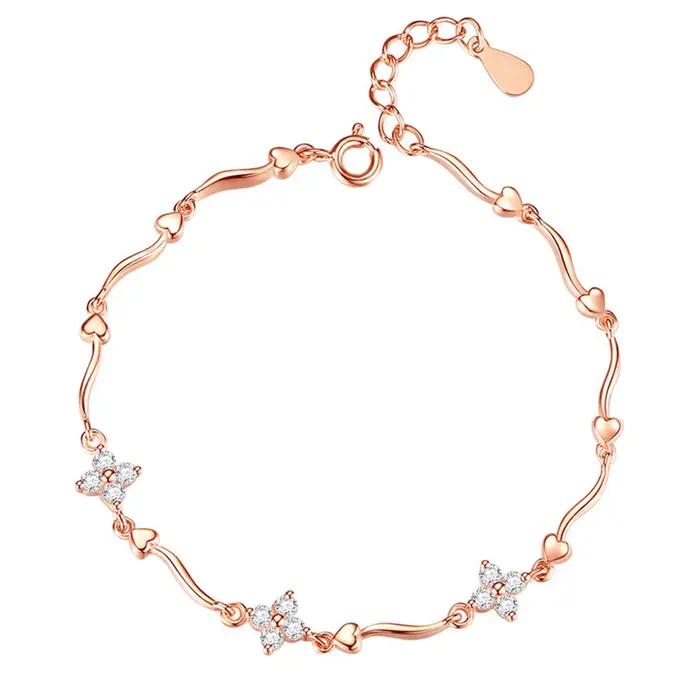 Bracelet en argent Sterling 925, trèfle à quatre feuilles exquis en Zircon, accessoires de bijoux pour femmes, à la mode, pour fête de mariage