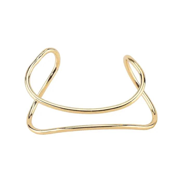 Bracelet ajouré géométrique Double couche B3316, anneau à main ouvert minimaliste à la mode, motif irrégulier, polyvalent au quotidien Ac