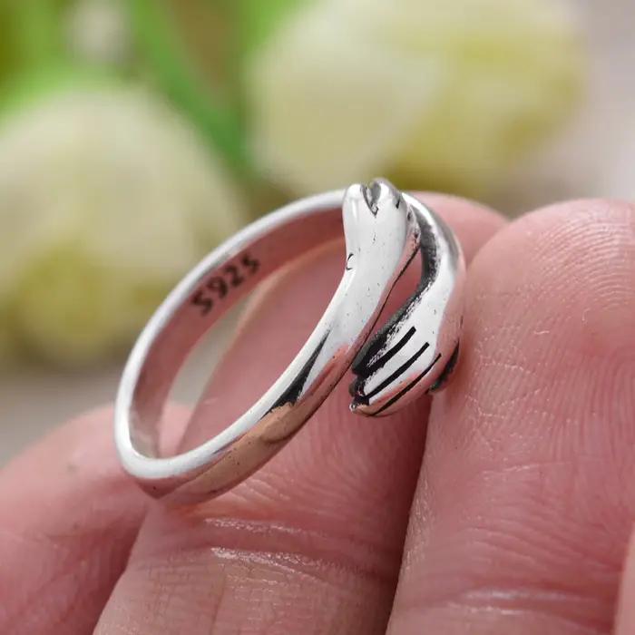 Bague en argent thaïlandais aux ailes élégantes pour femmes occasions spéciales cadeau anniversaire noël bureau carrière