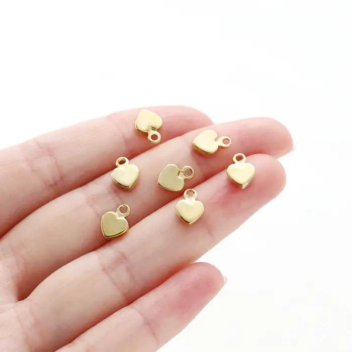 Pendentifs en laiton en forme de cœur plaqué or 14K/18K