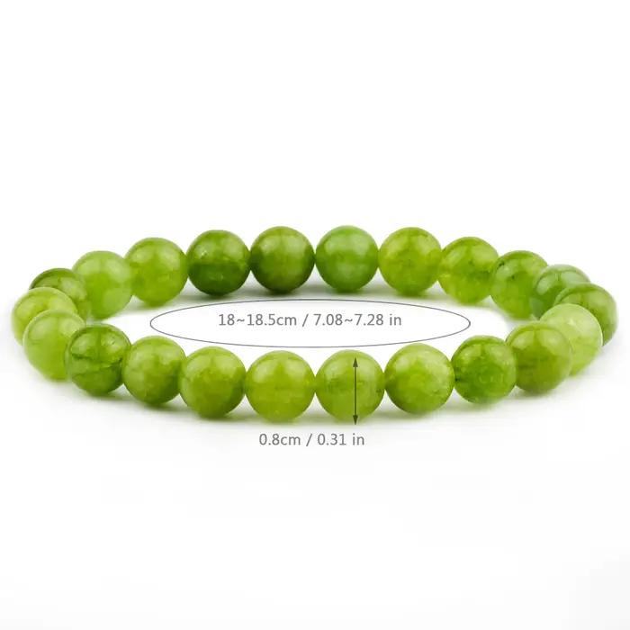 Bracelet de perles rondes en péridot vert pour femmes