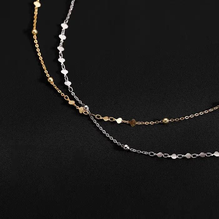 Collier en argent Sterling 925 en forme de cœur pour femme