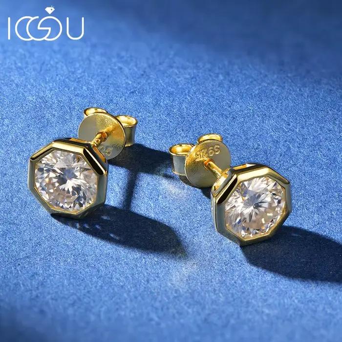Boucles d'oreilles en argent sterling 925 serties de moissanite blanche pour femmes et hommes occasion spéciale anniversaire elegance classique