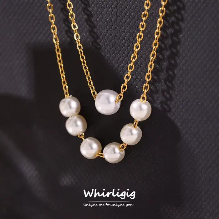 Magnifique collier ras du cou à chaîne au design simple pour femme, pendentif perle, bijou en acier inoxydable plaqué or 18 carats