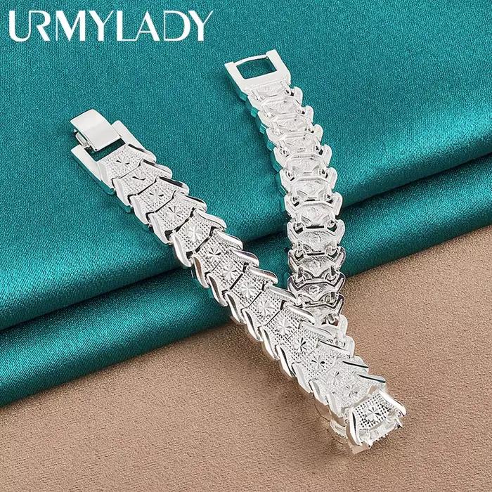 URMYLADY-Bracelet en argent regardé 925 pour homme et femme, breloque, mariage, convocation, fête de fiançailles, bijoux fantaisie