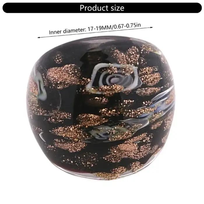 Bague artistique en verre A52E, avec incrustation sable doré Unique, pour femmes élégantes