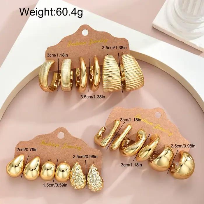 18 pièces/ensemble Vintage Punk goutte d'eau cerceau boucle d'oreille pour les femmes mode or argent couleur exagérée