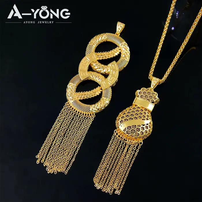 Bijoux de mariage islamiques de luxe, pendentif plaqué or 24 carats pour femmes arabes, collier à la mode, bijoux kurdos du Ramadan