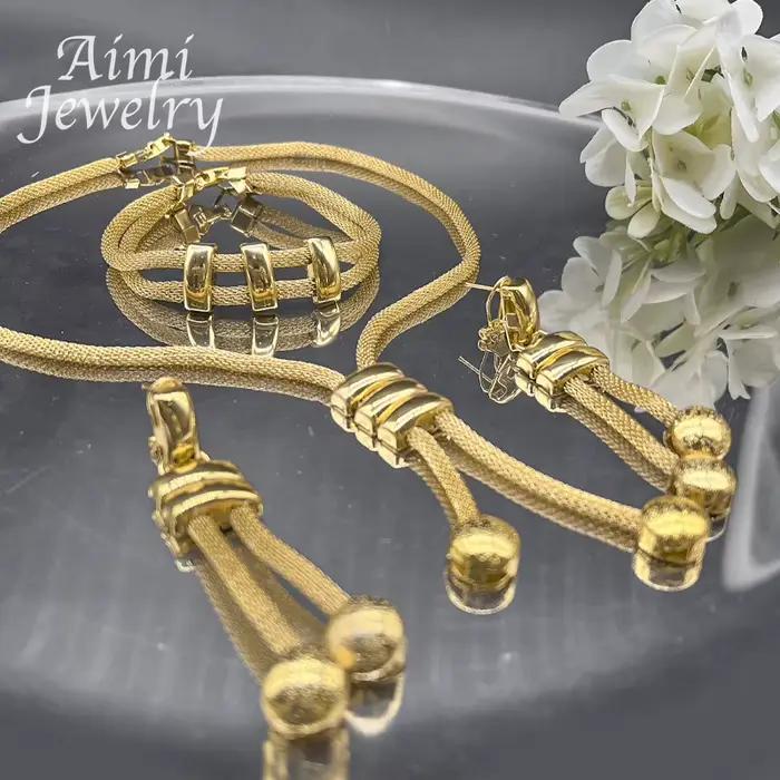 Ensemble de bijoux plaqués or 24 carats pour femmes